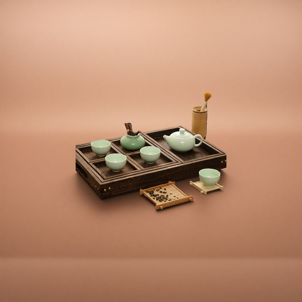 Tea set, ceramic tea set, complete set including teapot, tea cups, fair cup, tea strainer and tea rules details Picture