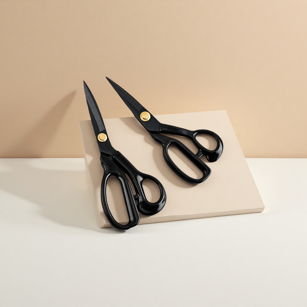 Black scissors, professional fabric cutting scissors, stainless steel sharp, multi-functional household scissors details Picture