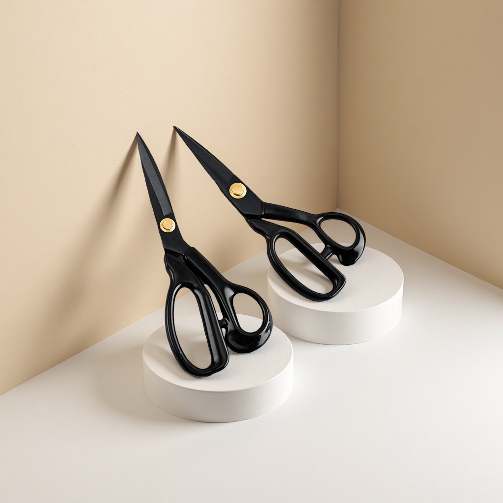 Black scissors, professional fabric cutting scissors, stainless steel sharp, multi-functional household scissors Specification image