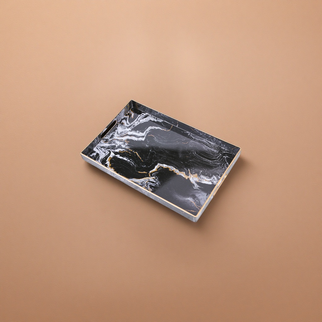 Black marble-textured tray, home decoration storage plate, marble-textured dinner plate Application Scenario
