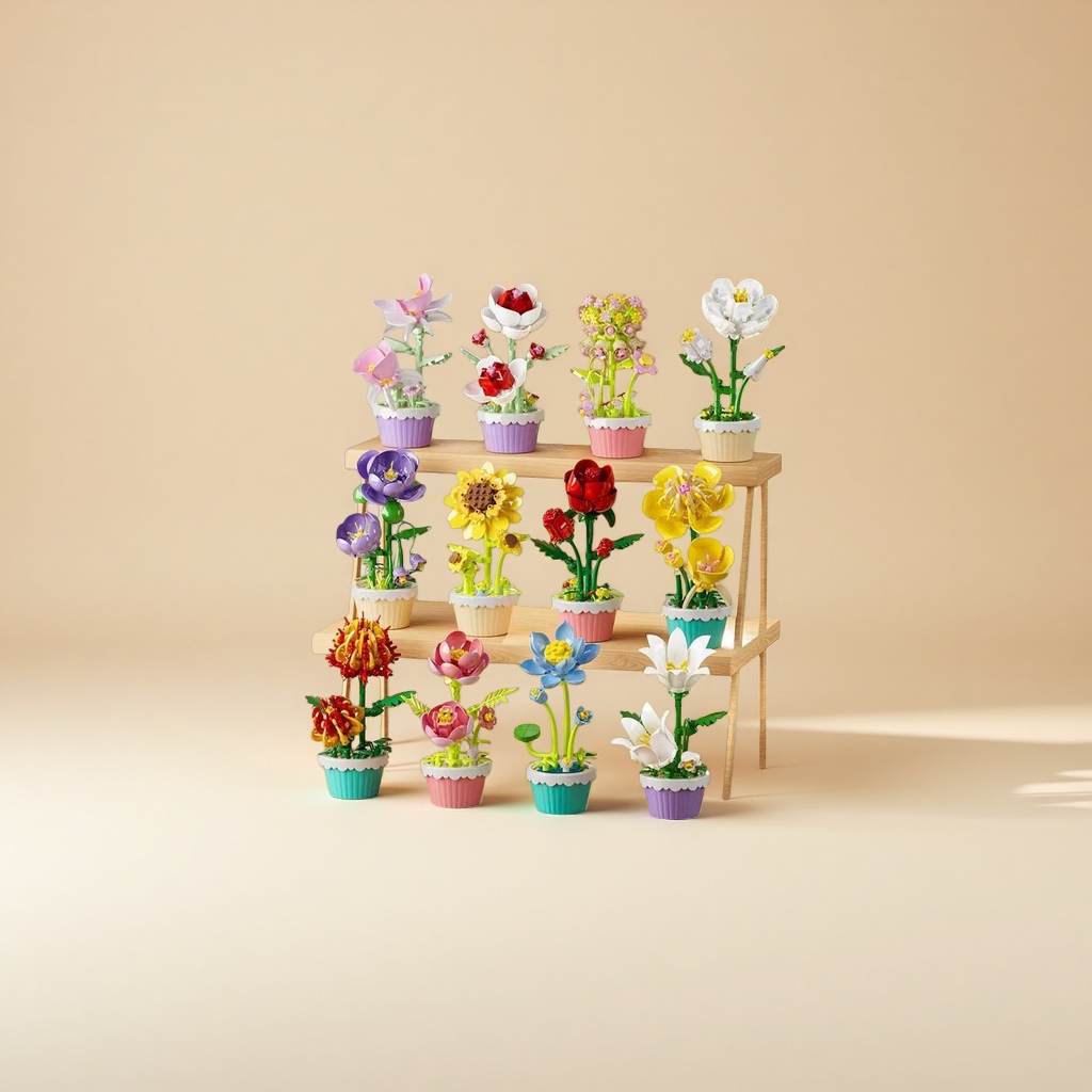 积木花花朵模型DIY拼装玩具创意益智儿童女孩礼物