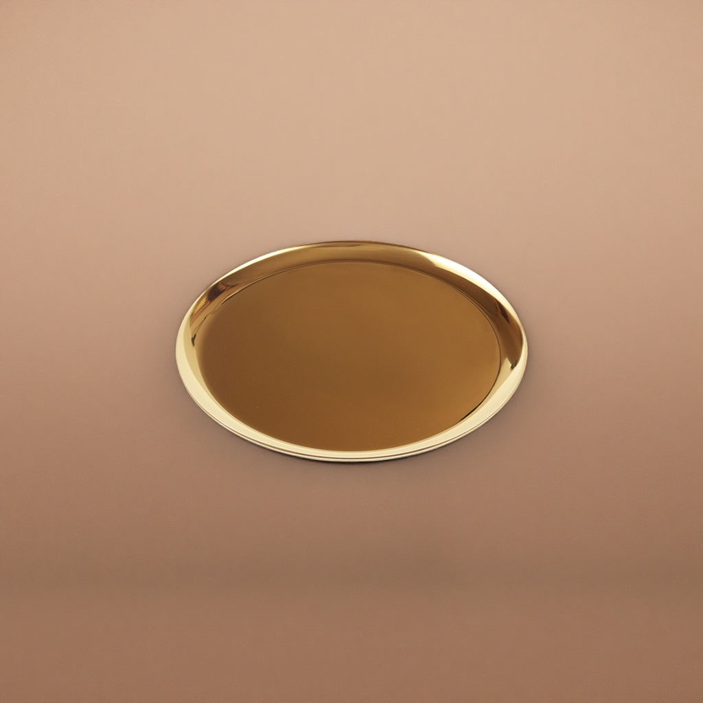 Golden tray dining table decoration tray, metal texture household tray details Picture