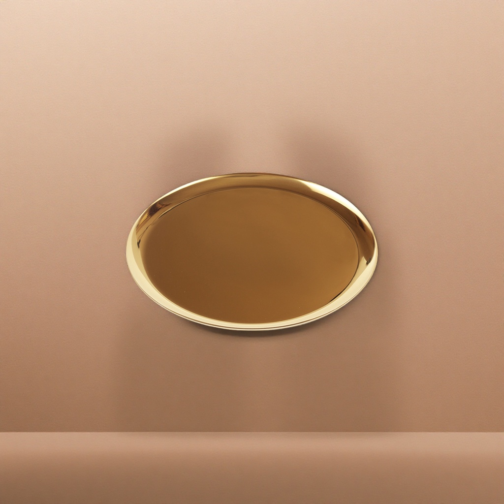 Golden tray dining table decoration tray, metal texture household tray