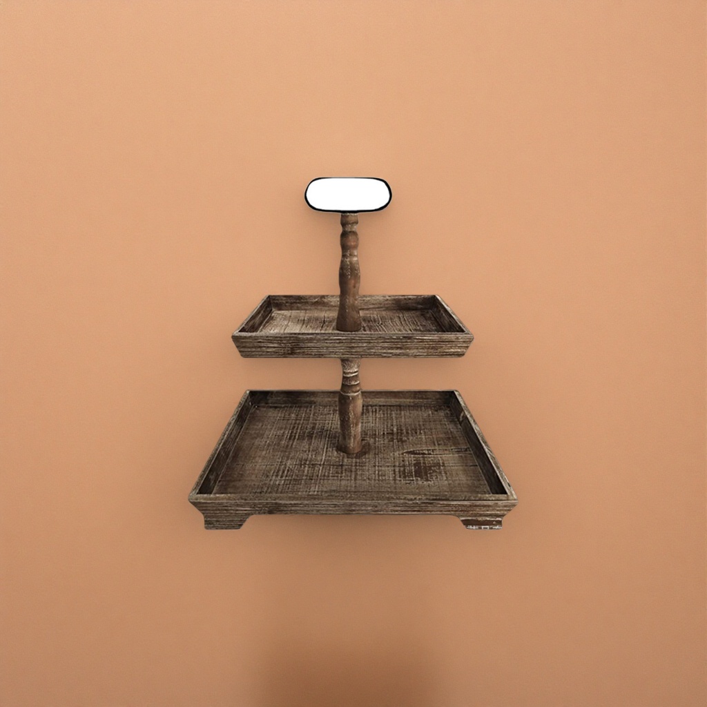 Retro wooden double-layer tray rack, living room coffee table, storage rack, Nordic-style home furnishings Specification image