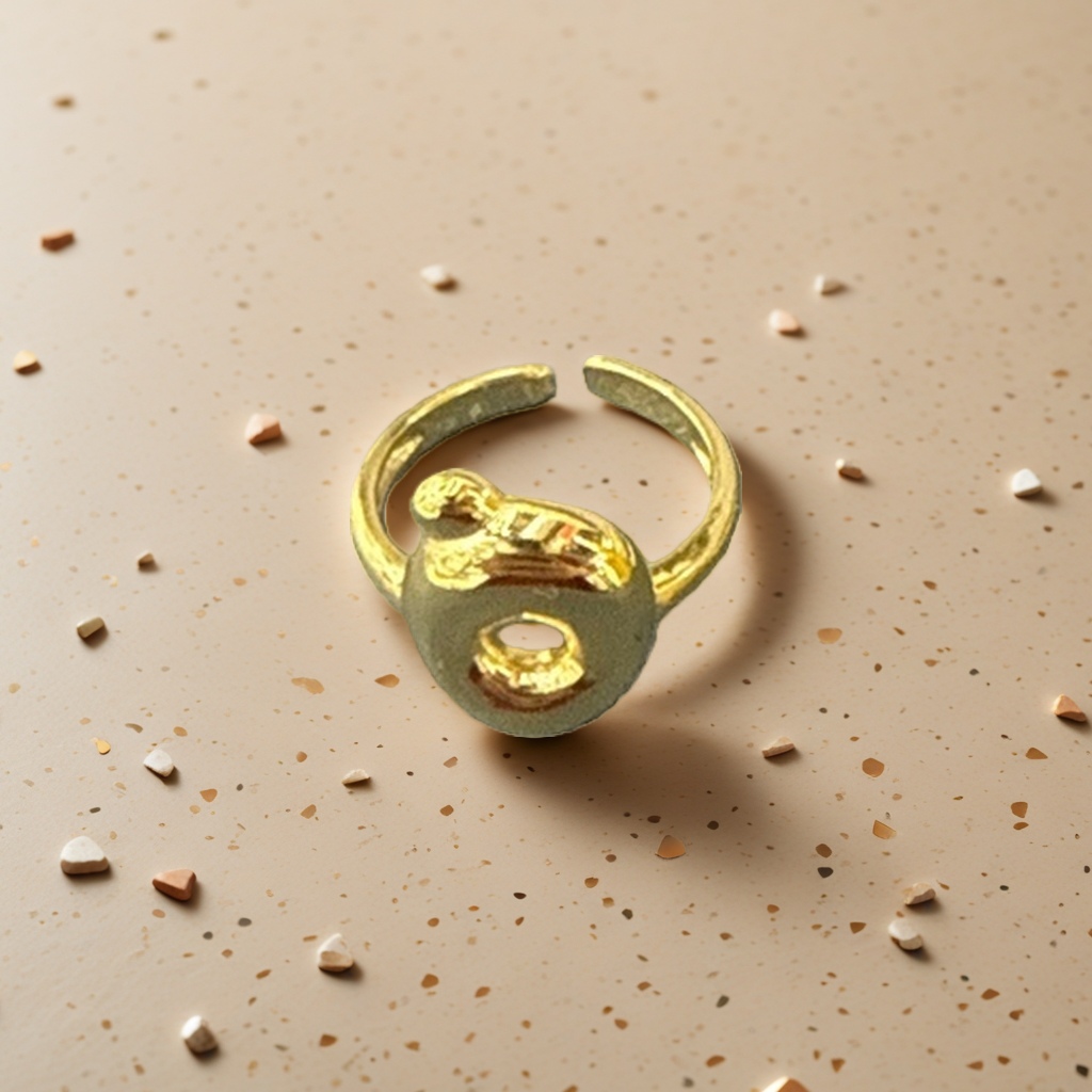 A simple and fashionable gold ring for ladies, a pure silver gold-plated ring with 18K gold texture