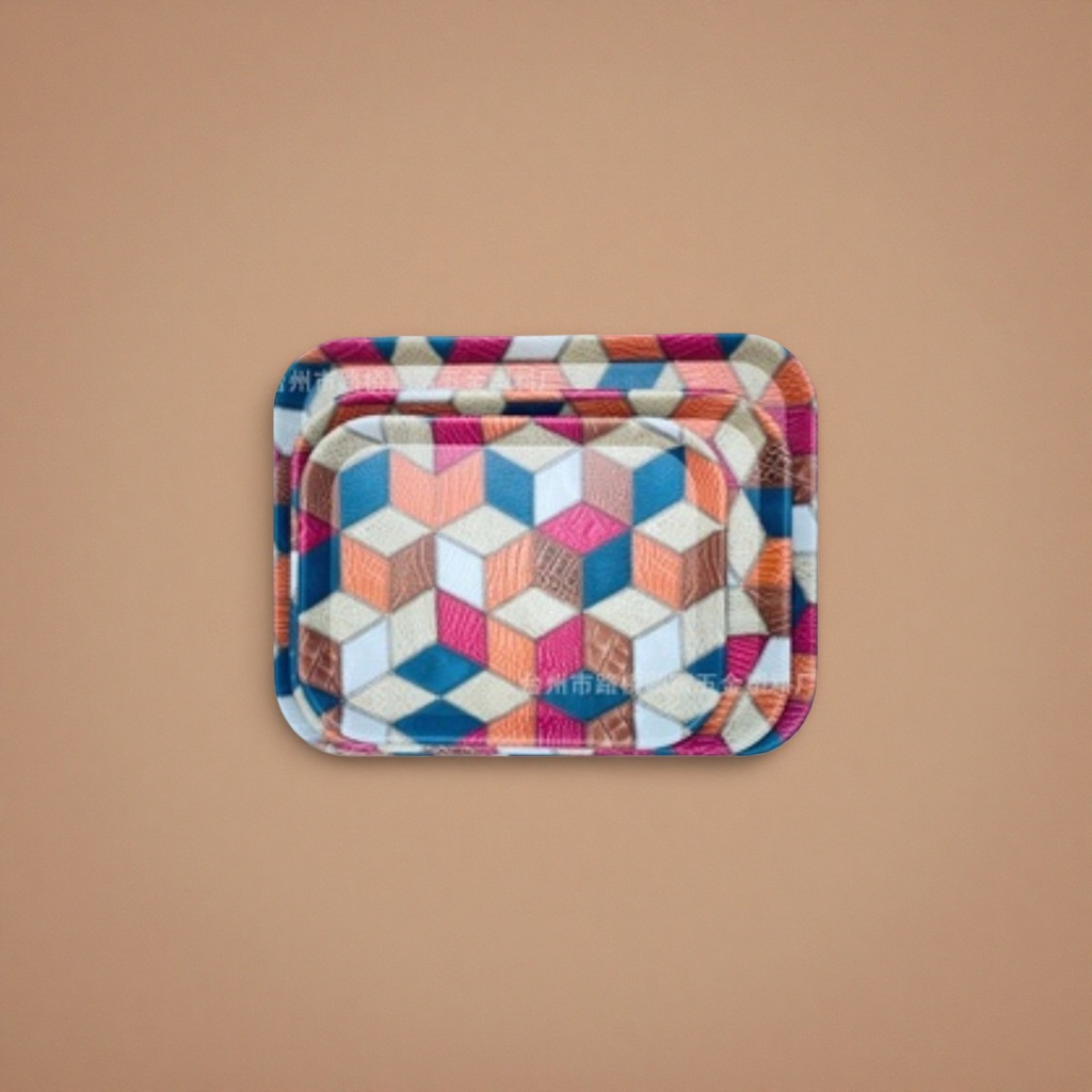 Colorful geometric pattern tray, multi-functional storage tray, home desktop organization wonder Application Scenario