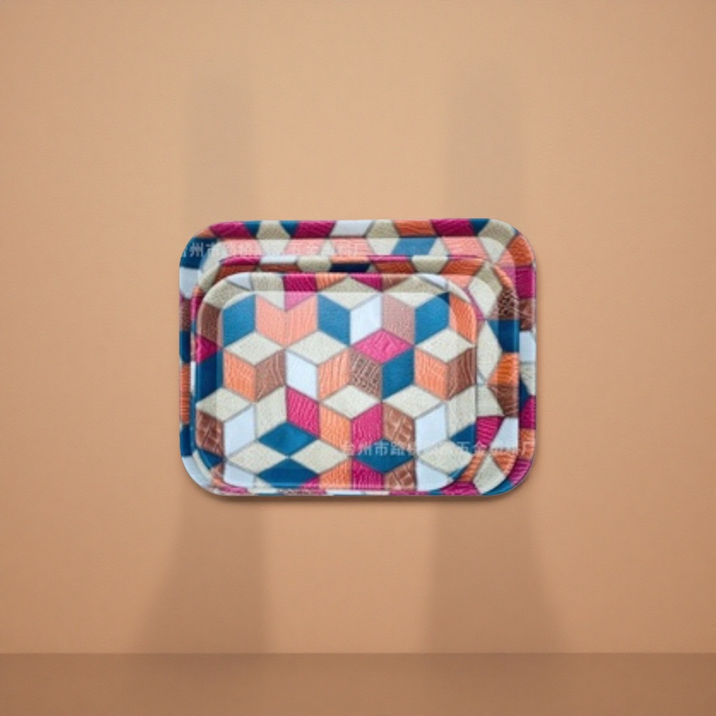 Colorful geometric pattern tray, multi-functional storage tray, home desktop organization wonder details Picture