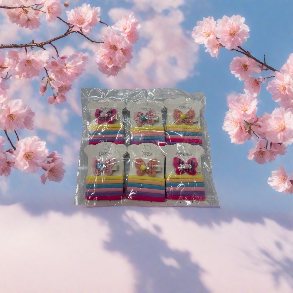 彩色发饰套装 发夹和发圈 甜美可爱多色组合