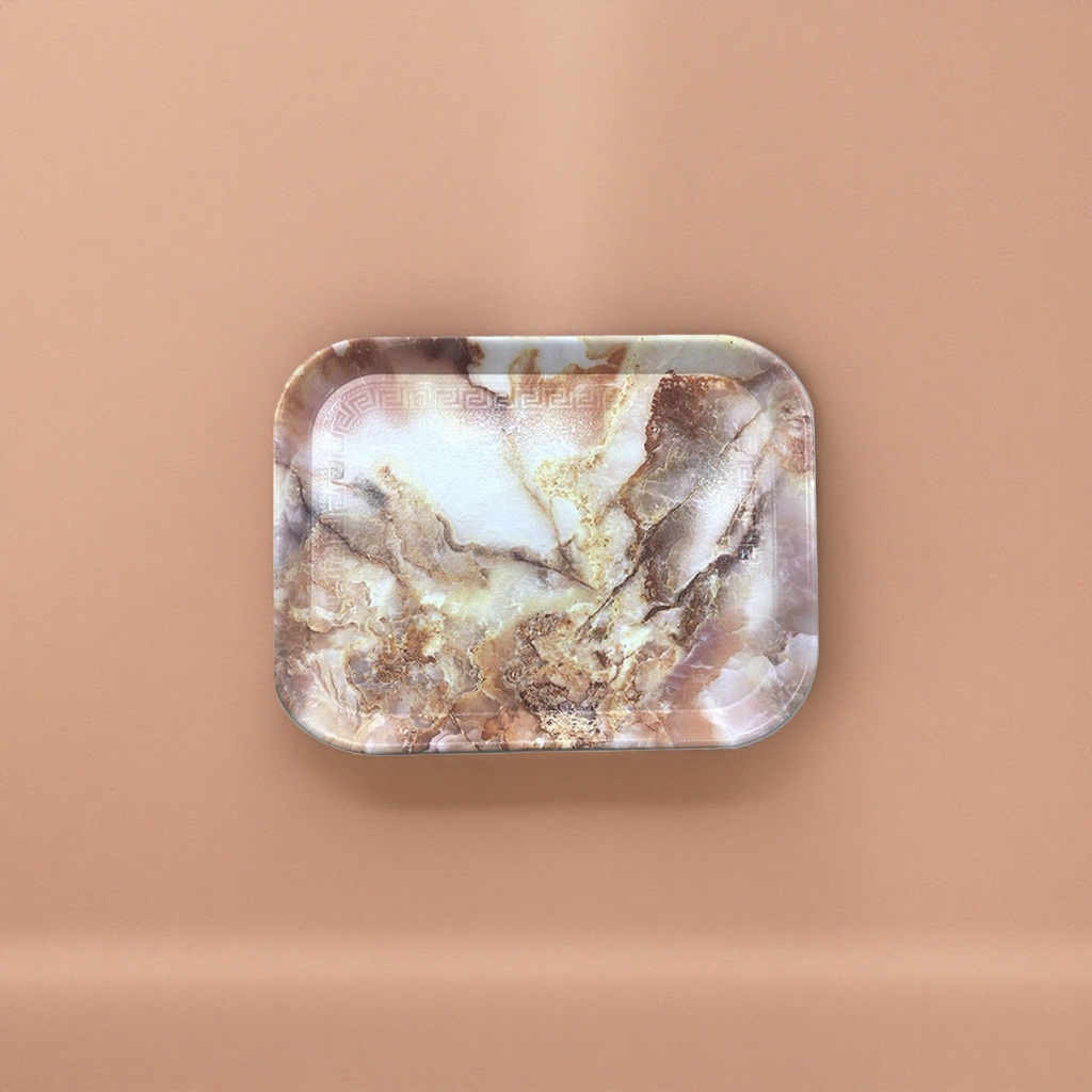 Marble-textured tray for home storage, dining table and coffee table ornaments, marble-textured tray