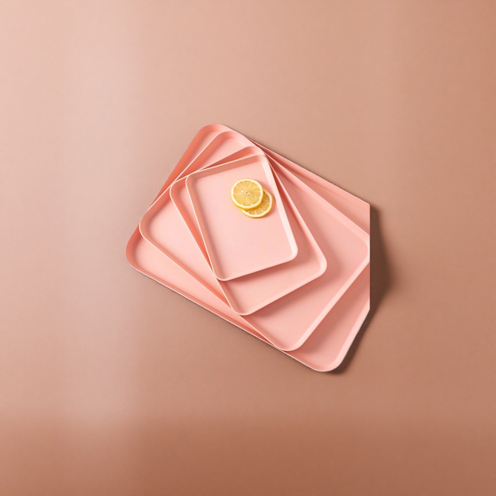 The pink tray is a kitchen storage and organization plate, a table arrangement plate, and a tableware tray that can be stacked and is anti-slip details Picture
