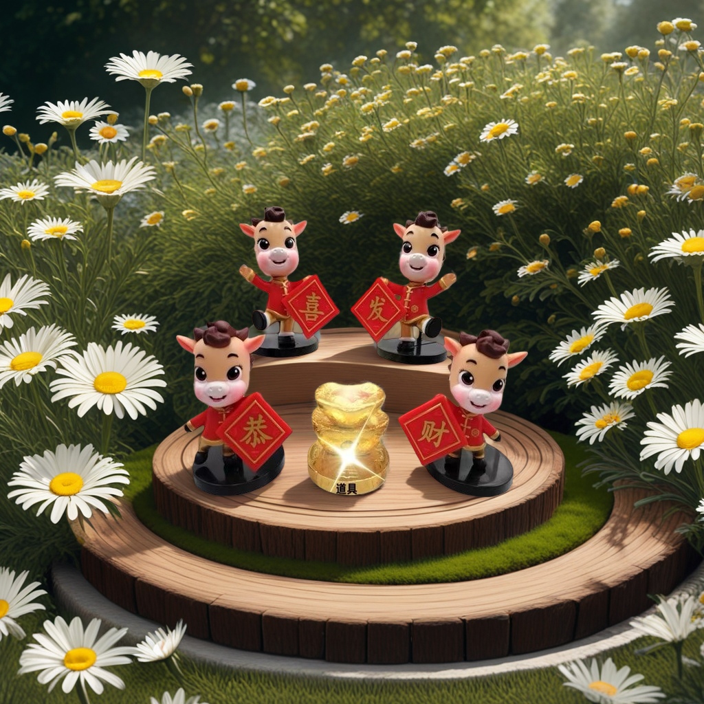 4 sets of Horse Year mascot figurines for living room and study decoration, bringing good luck and happiness