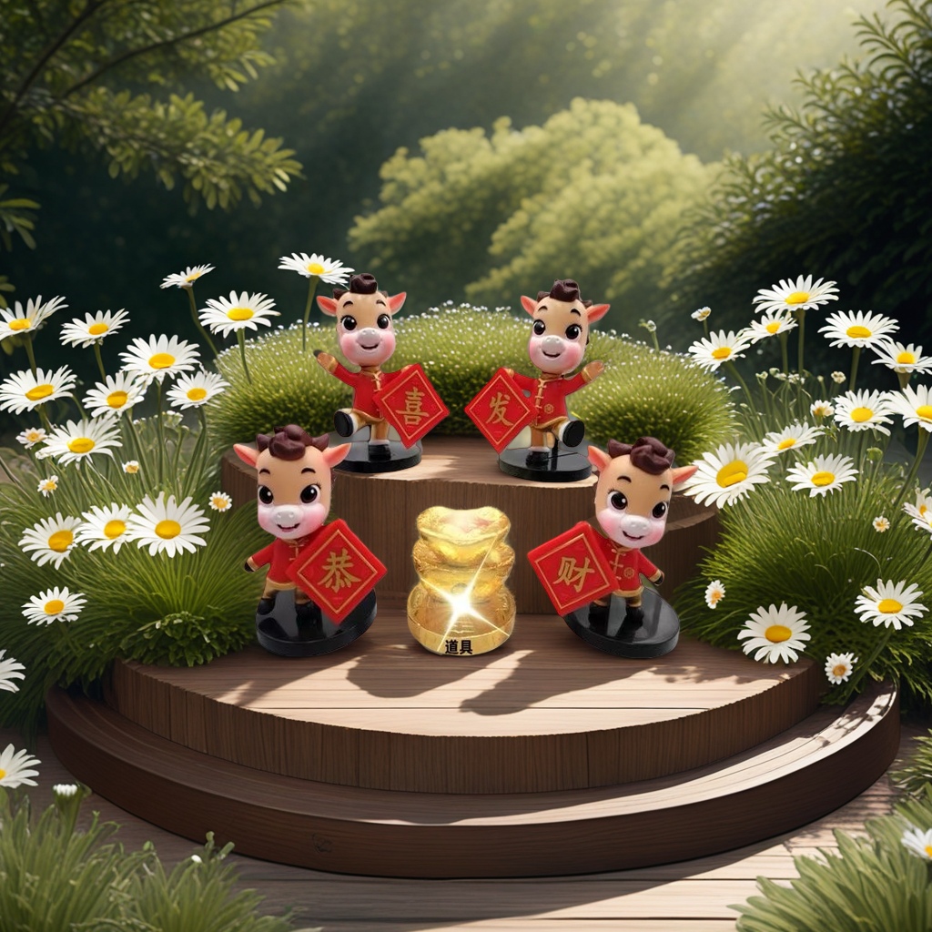 4 sets of Horse Year mascot figurines for living room and study decoration, bringing good luck and happiness details Picture