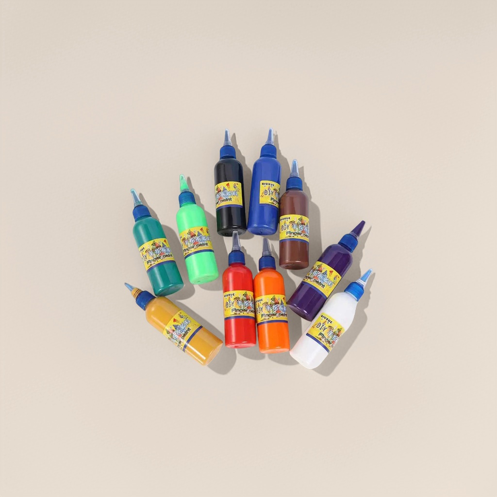 Colorful finger painting paint set, bottled, safe for children, non-toxic and washable Specification image