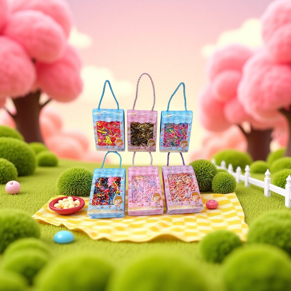 Colorful hair tie handbag set, a fashionable accessory, is portable and multi-purpose for storage Specification image