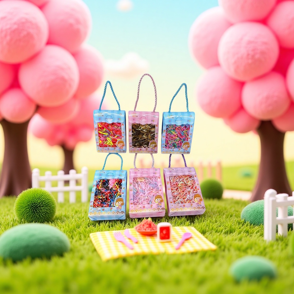 Colorful hair tie handbag set, a fashionable accessory, is portable and multi-purpose for storage