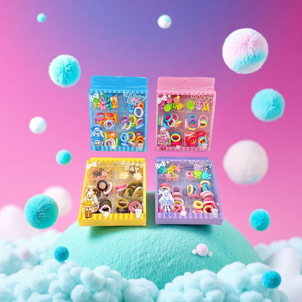 Colorful hair band set, hair band box, toys, children's and girls' headwear and accessories, multi-color mixed packaging