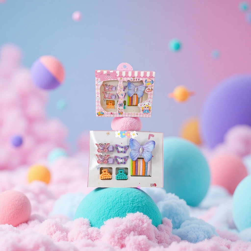Cute hair accessory set with hair accessory box, sweet and girlish style headwear combination storage gift box Specification image