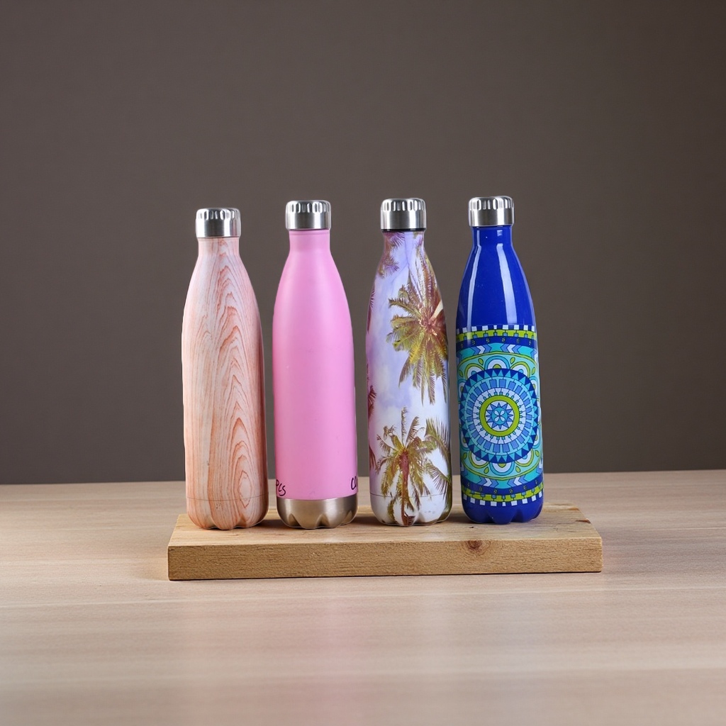 Colorful patterned insulated water bottle, 304 stainless steel vacuum insulated large-capacity portable water bottle