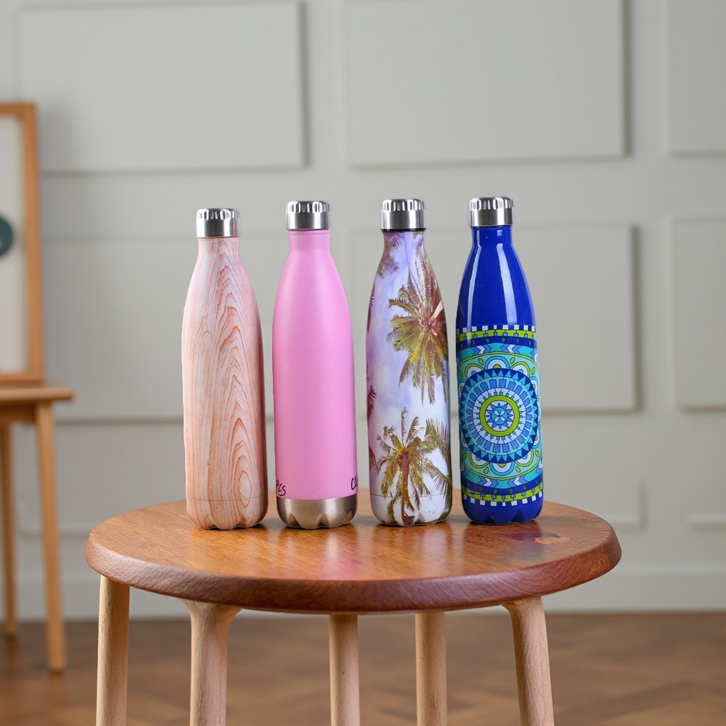Colorful patterned insulated water bottle, 304 stainless steel vacuum insulated large-capacity portable water bottle details Picture