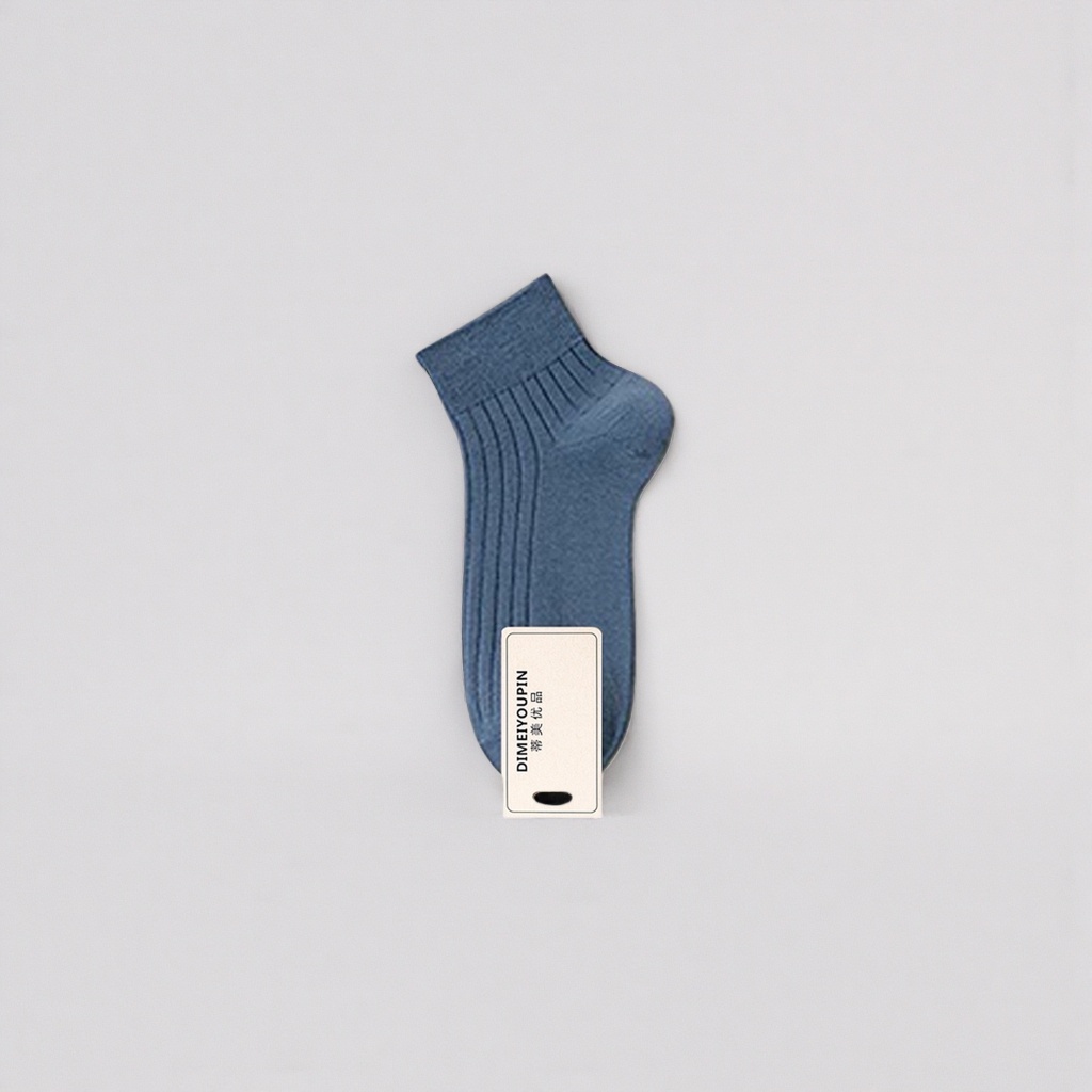 A pair of blue pure cotton mid-calf socks for both men and women Application Scenario
