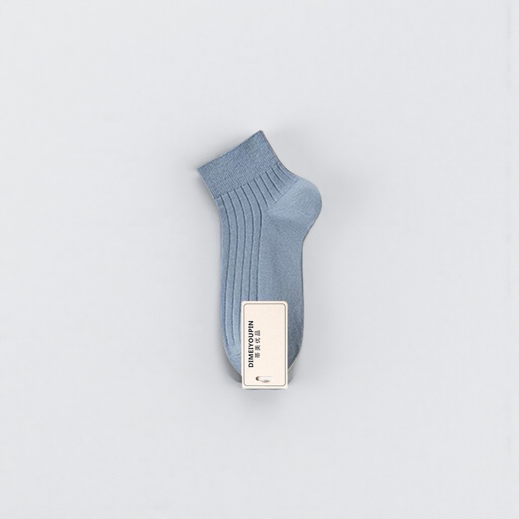 Light blue pure cotton short socks for both men and women, sweat-absorbing and breathable sports socks