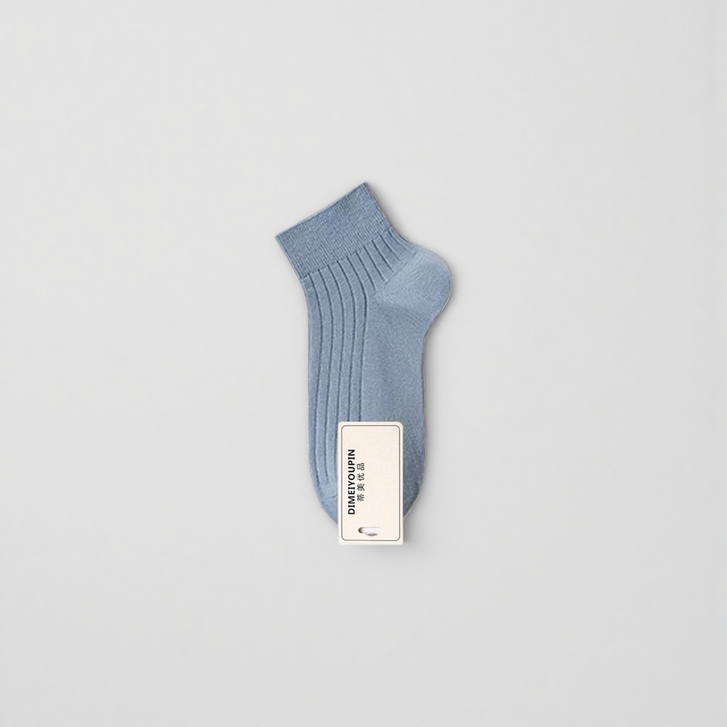 Light blue pure cotton short socks for both men and women, sweat-absorbing and breathable sports socks Specification image