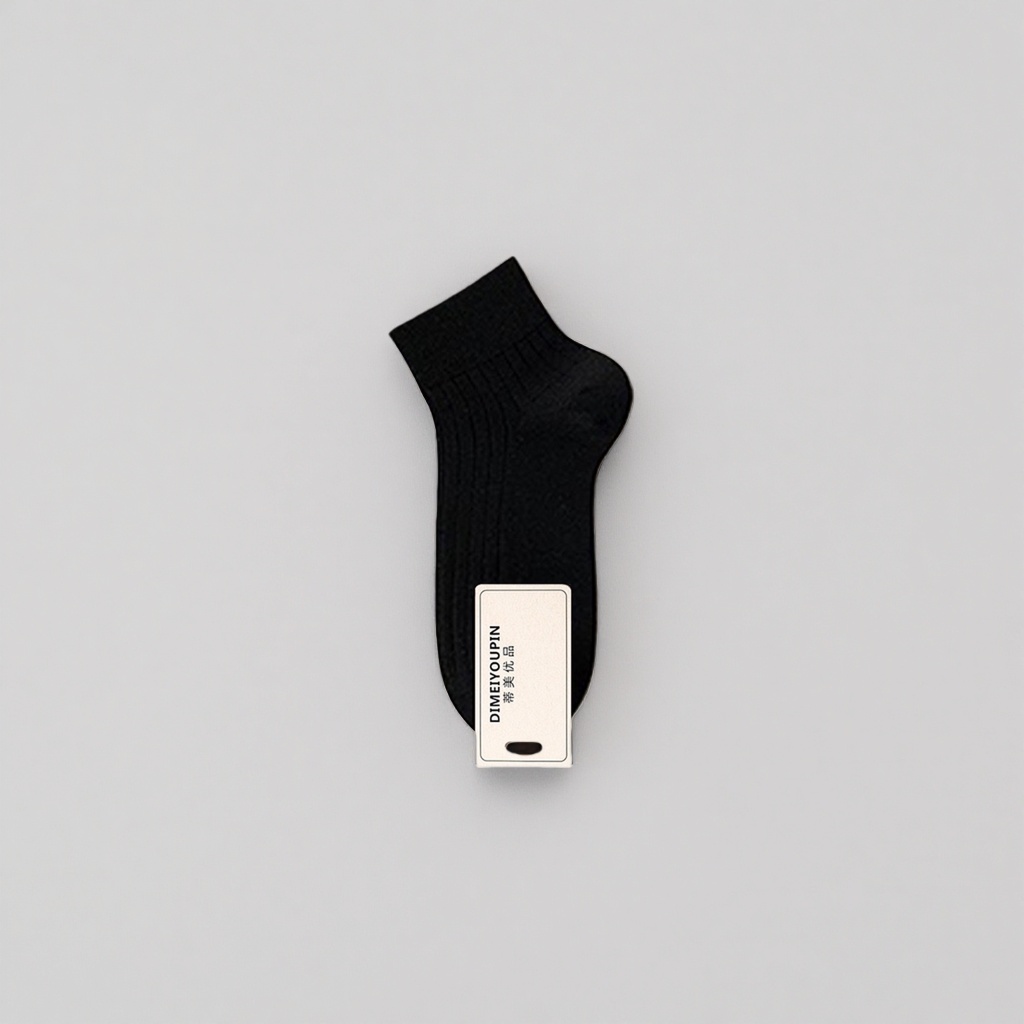 Black short socks made of pure cotton, sweat-absorbing and breathable, suitable for both men and women, basic style Specification image