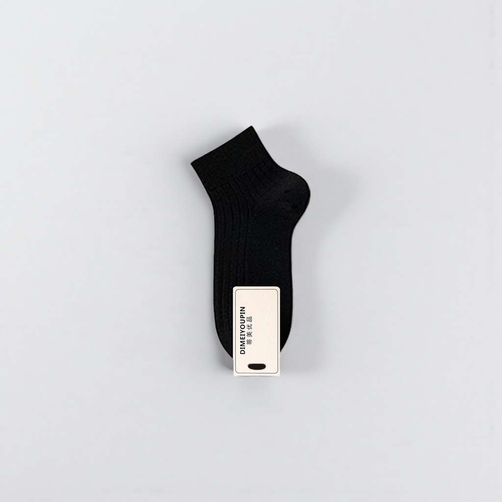 Black short socks made of pure cotton, sweat-absorbing and breathable, suitable for both men and women, basic style