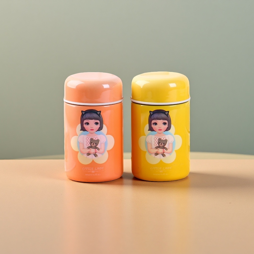 卡通女孩图案+保温杯产品图