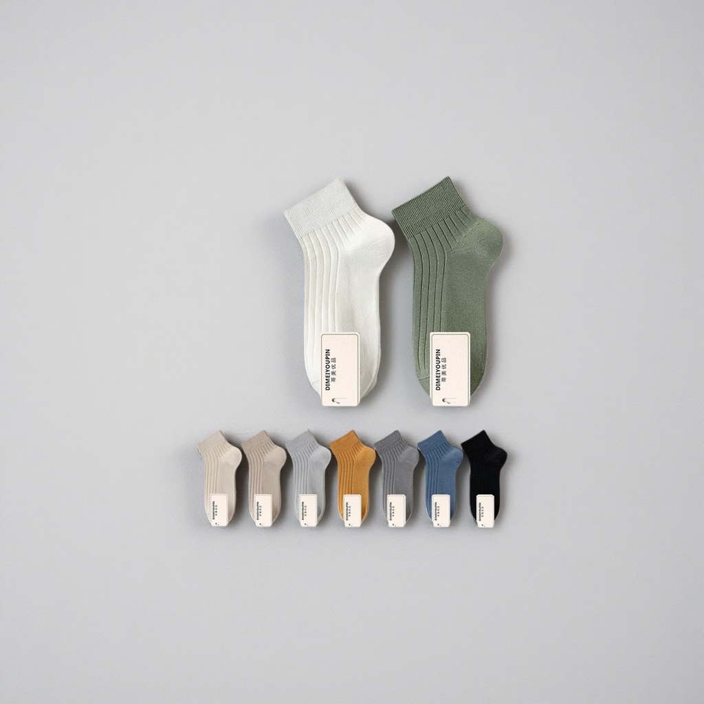Pure cotton mid-calf socks for both men and women, sweat-absorbing, breathable, comfortable and versatile, 12-pair set Specification image