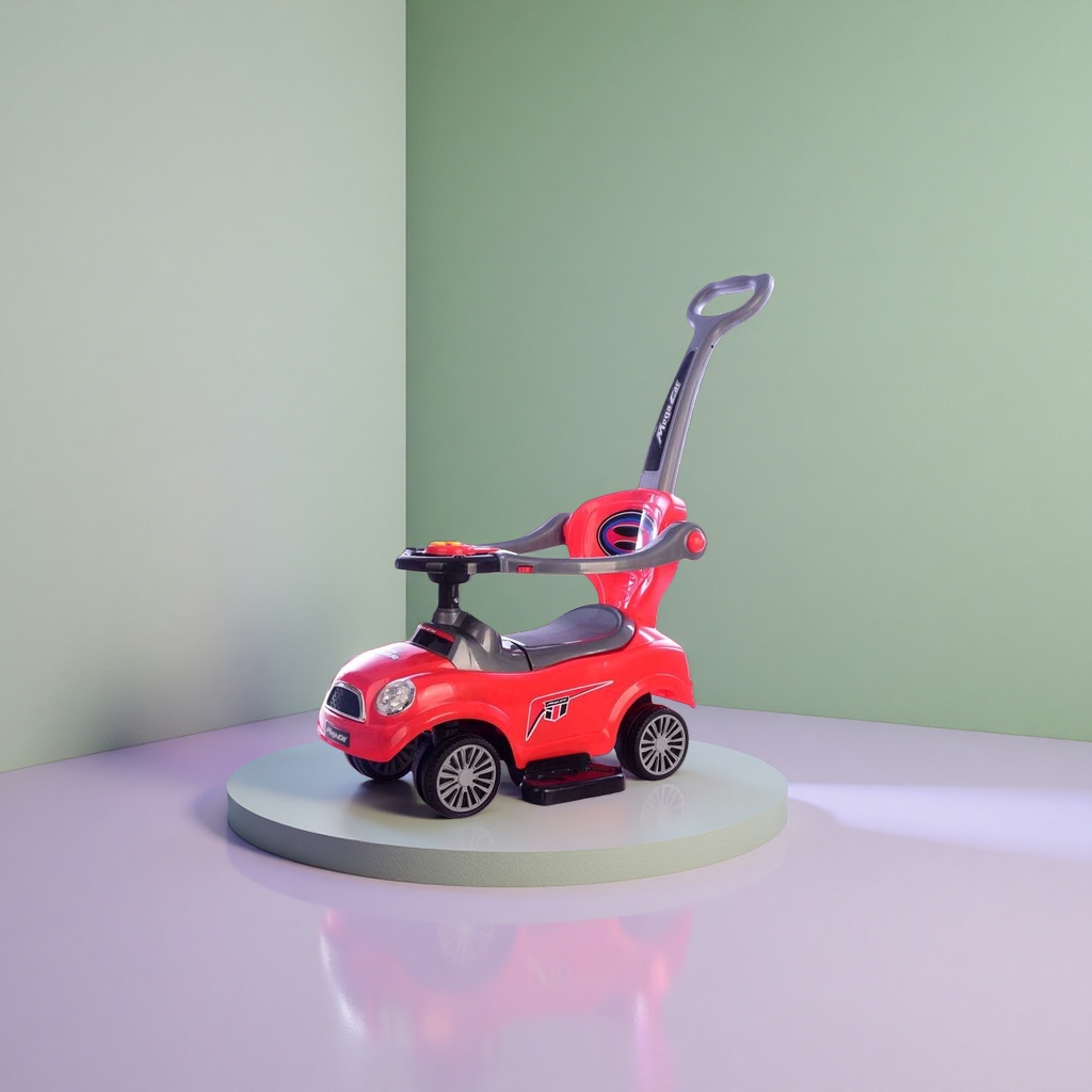 Red children's toy car, made of plastic, is safe and environmentally friendly. It is suitable for outdoor cycling and early education for children aged 3 to 6 Application Scenario
