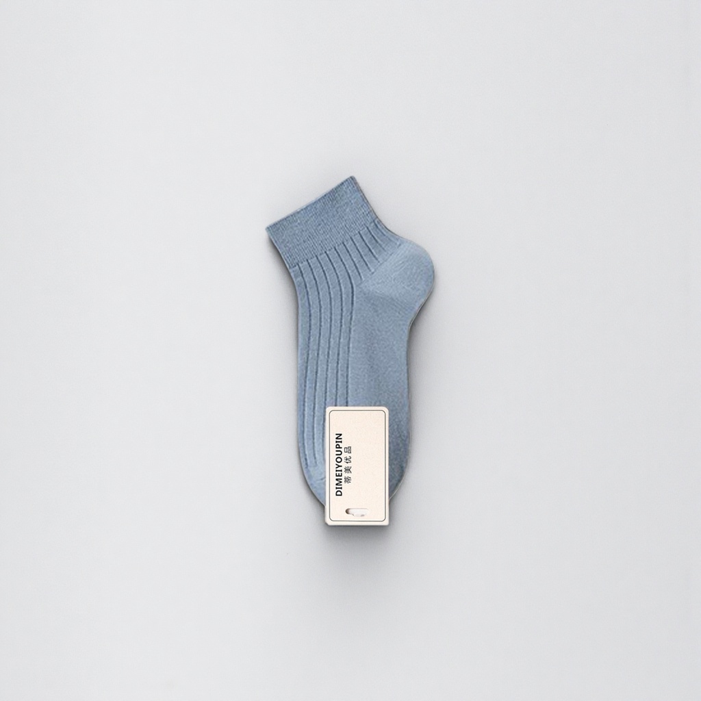 Light blue combed cotton short socks for both men and women - versatile daily casual socks Application Scenario