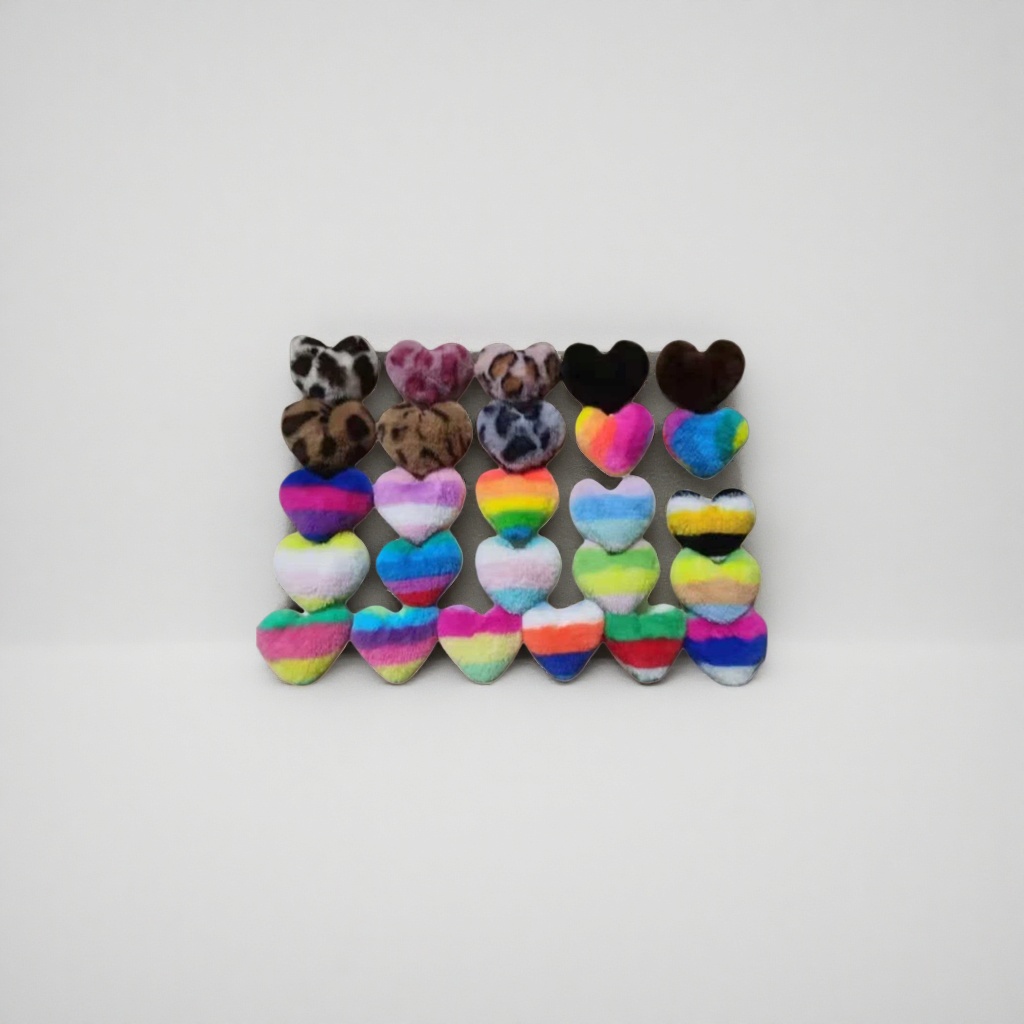 Colorful plush heart-shaped throw pillows are soft and cute home furnishings for living room and bedroom decoration details Picture