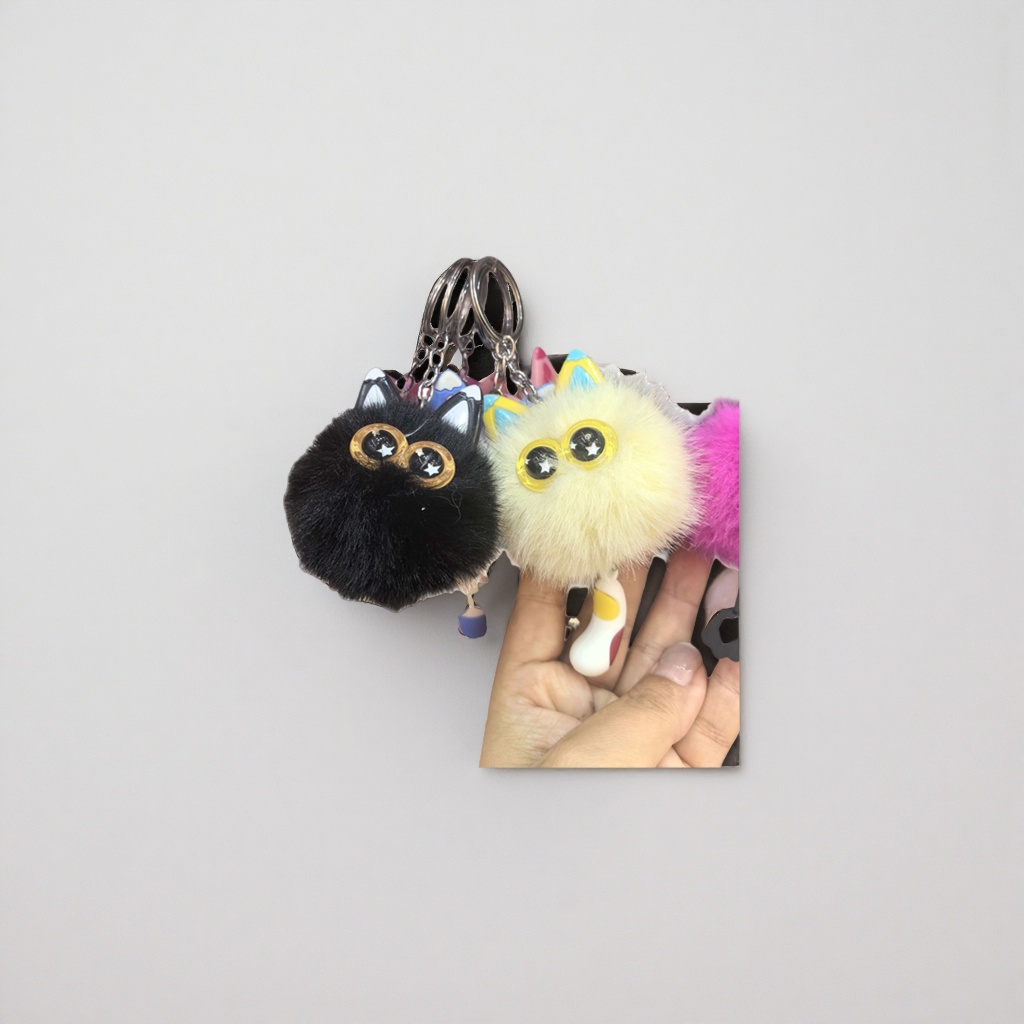 Cute and soft plush toy cat-shaped pendant, car backpack keychain details Picture