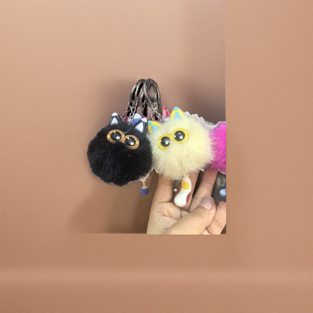 Cute and soft plush toy cat-shaped pendant, car backpack keychain Specification image