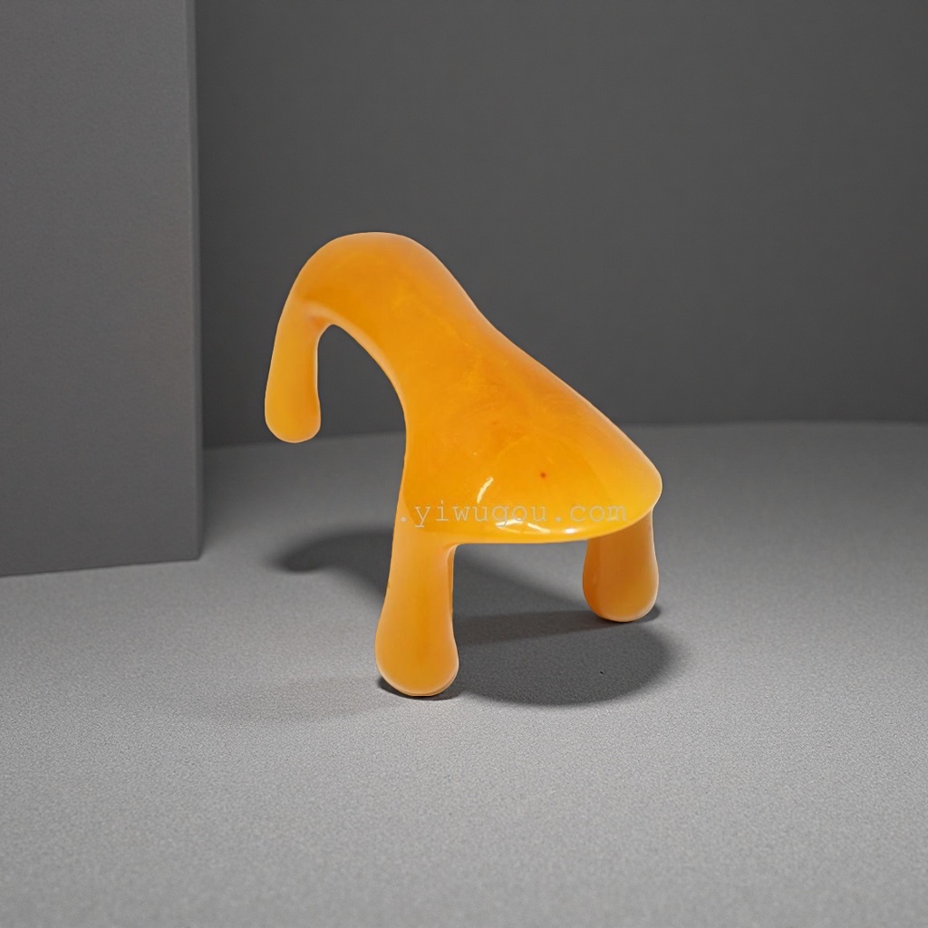 The orange plastic stool with a thickened main body is a stable household children's seat details Picture