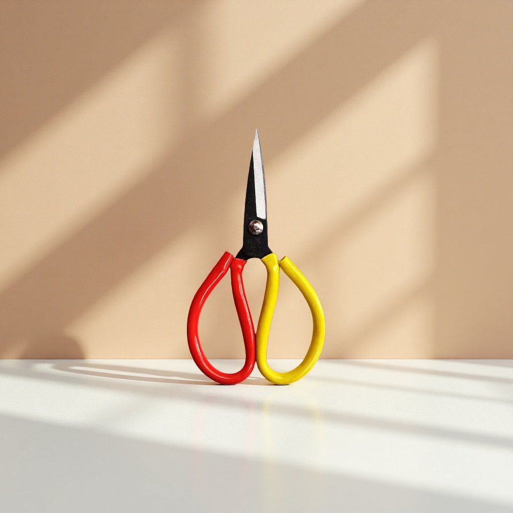 Red and yellow handle scissors, household stainless steel fabric cutting scissors