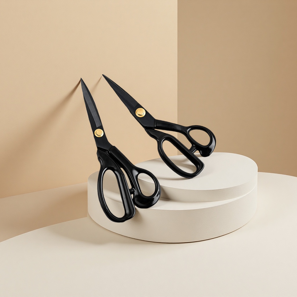 Black scissors, professional fabric cutting scissors, stainless steel sharp, multi-functional household scissors Specification image