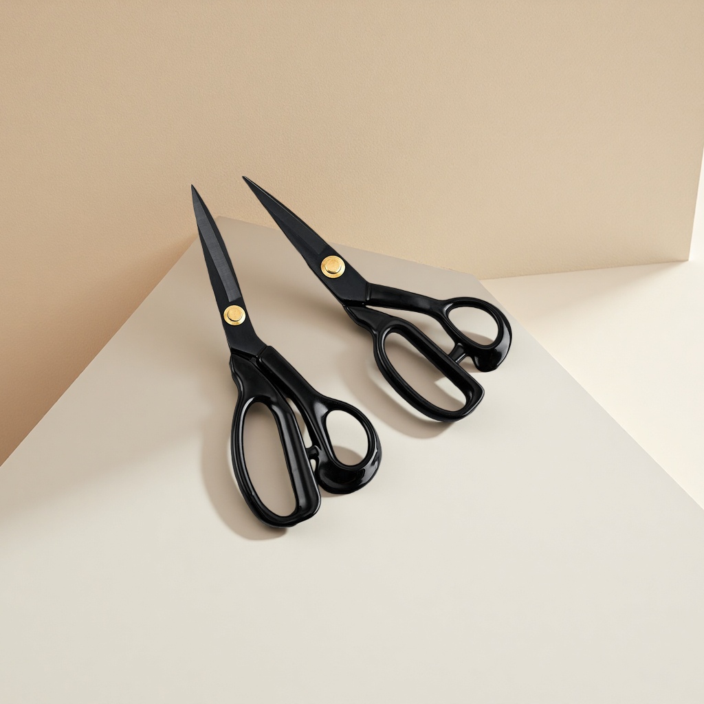 Black scissors, professional fabric cutting scissors, stainless steel sharp, multi-functional household scissors details Picture
