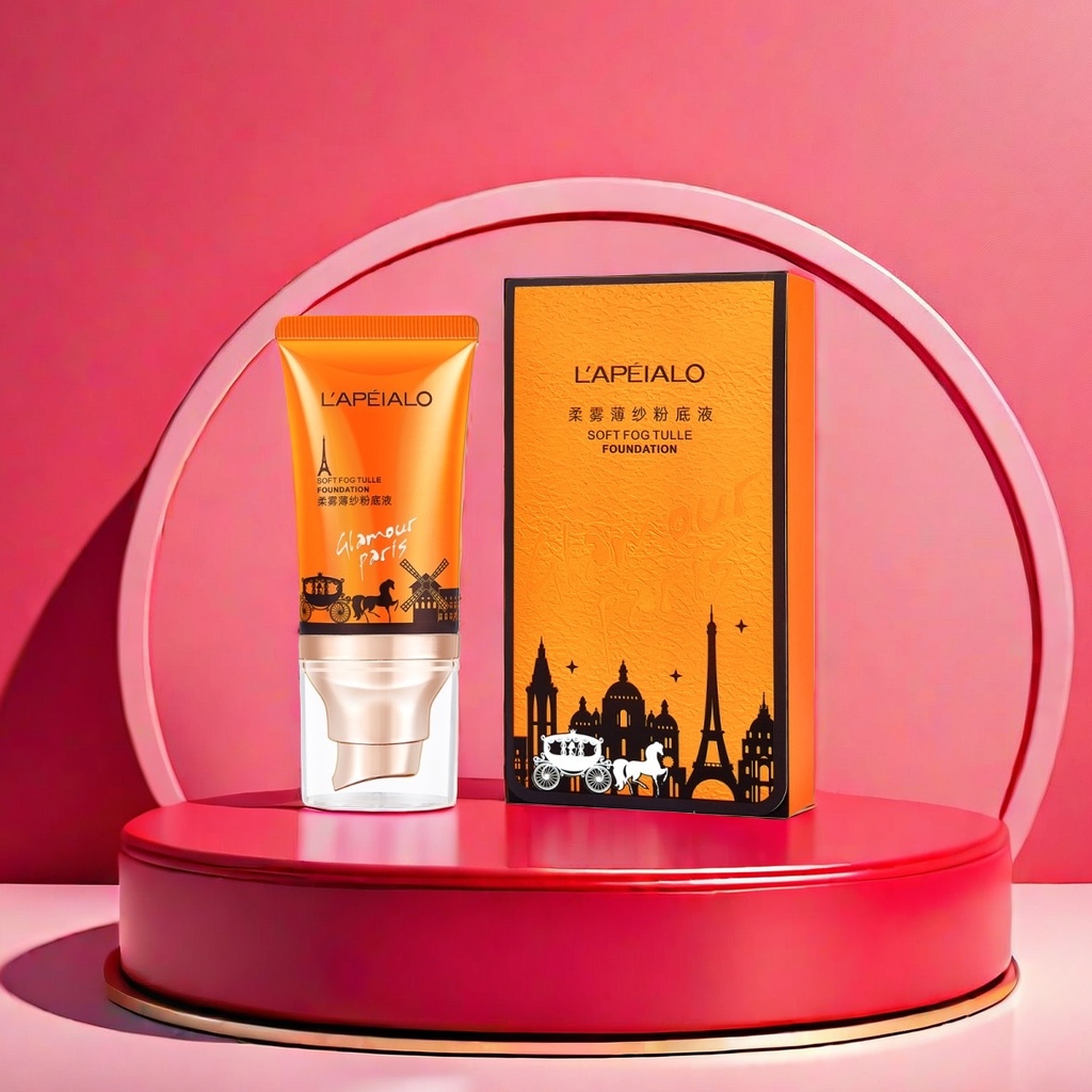 LAPEIALO Soft Mist Chiffon Foundation in orange packaging, light and thin concealer, long-lasting makeup and oil control