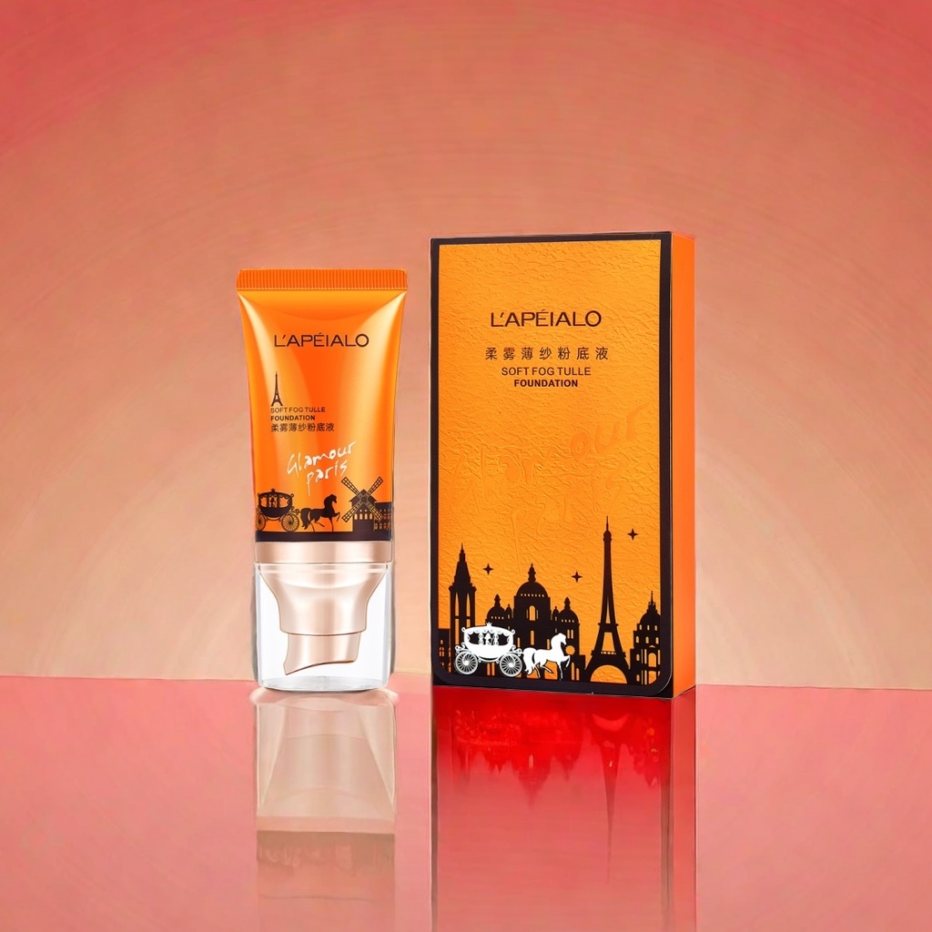 LAPEIALO Soft Mist Chiffon Foundation in orange packaging, light and thin concealer, long-lasting makeup and oil control Application Scenario