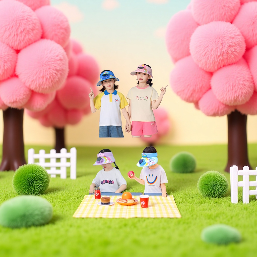 儿童太阳能风扇遮阳帽 夏日防晒透气太阳帽