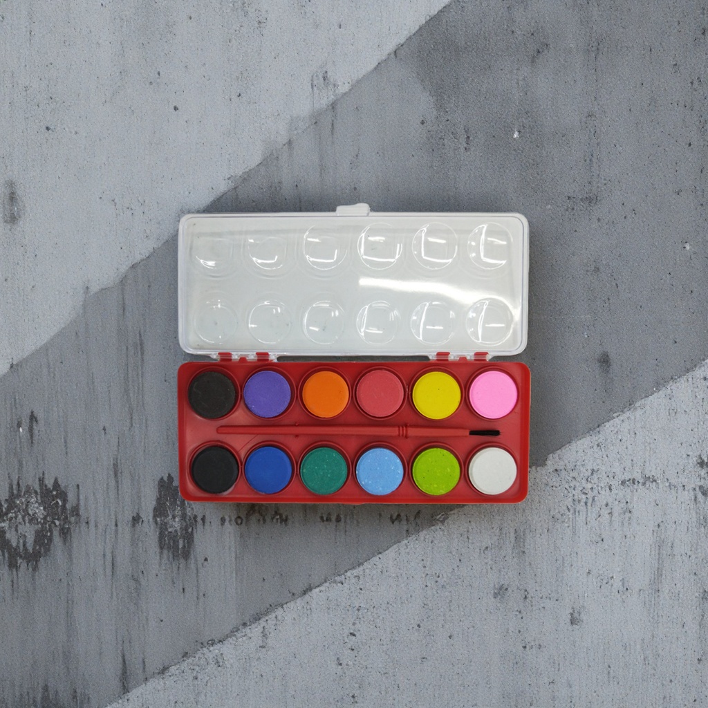 The 24-color professional-grade portable watercolor paint set includes a palette and brushes