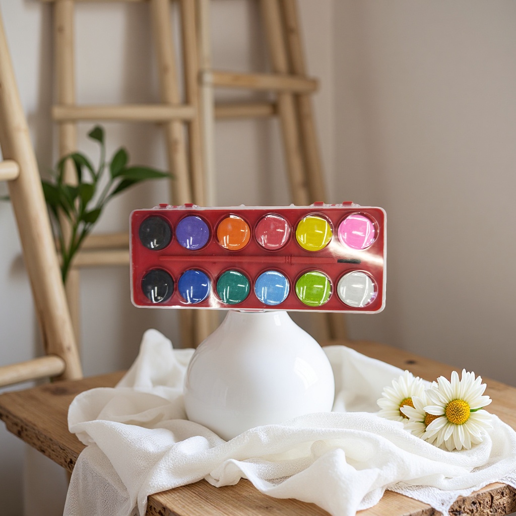 Children's safe and non-toxic color watercolor palette, 12-color tear-off drawing paper set Specification image