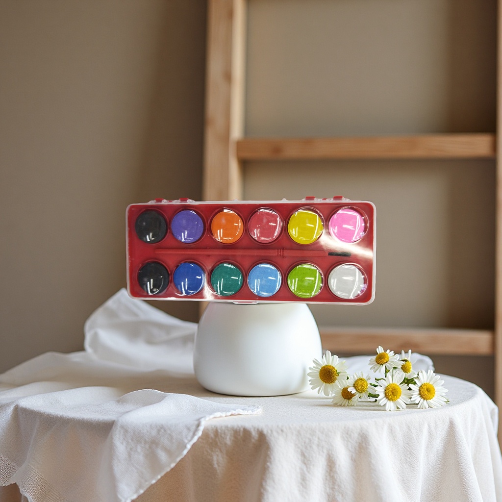 Children's safe and non-toxic color watercolor palette, 12-color tear-off drawing paper set