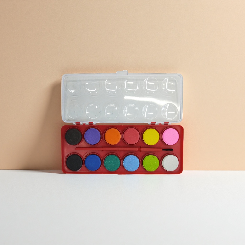 Watercolor palette with ceramic glaze, large-capacity 24-compartment professional art color mixing tray Application Scenario