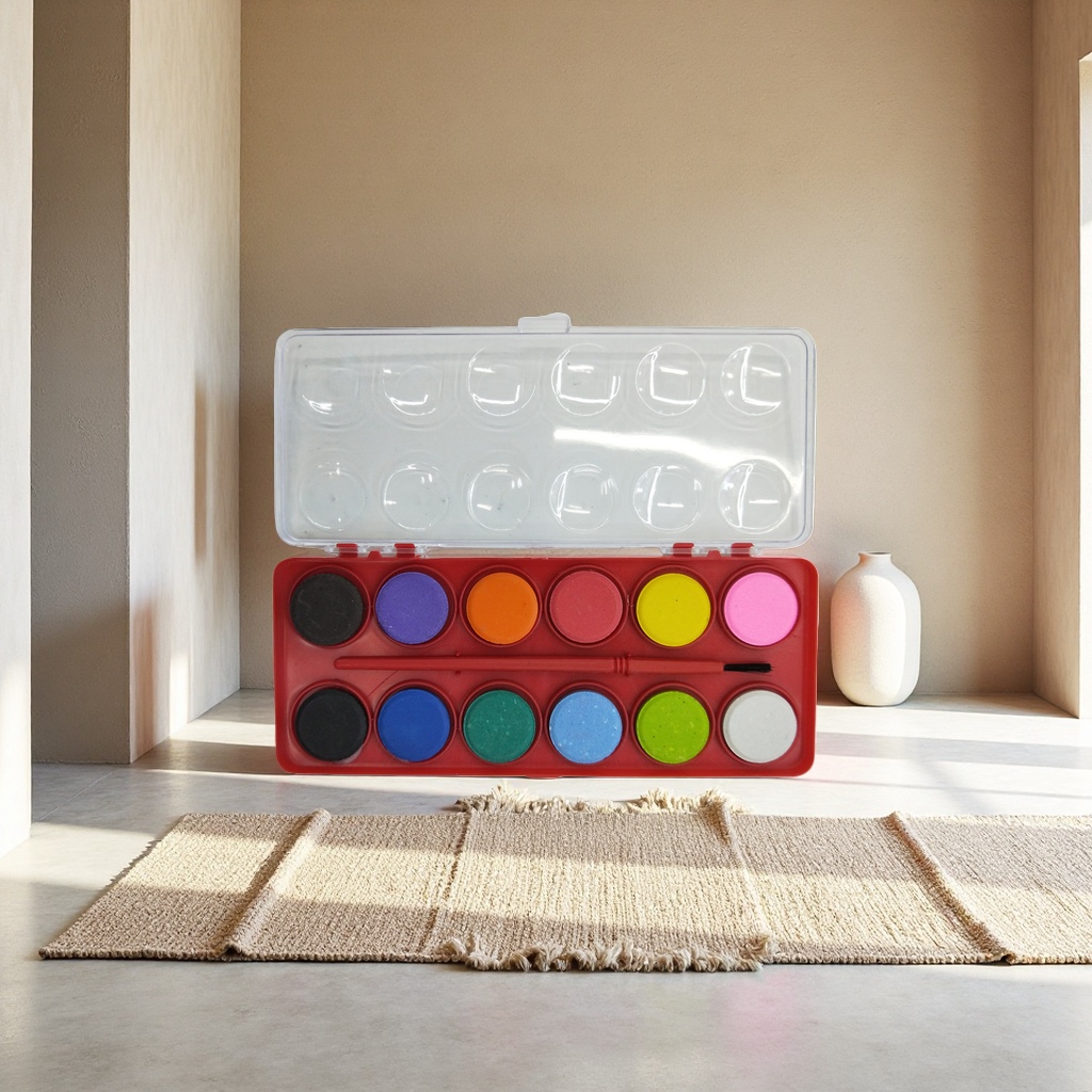 Watercolor palette with ceramic glaze, large-capacity 24-compartment professional art color mixing tray Specification image