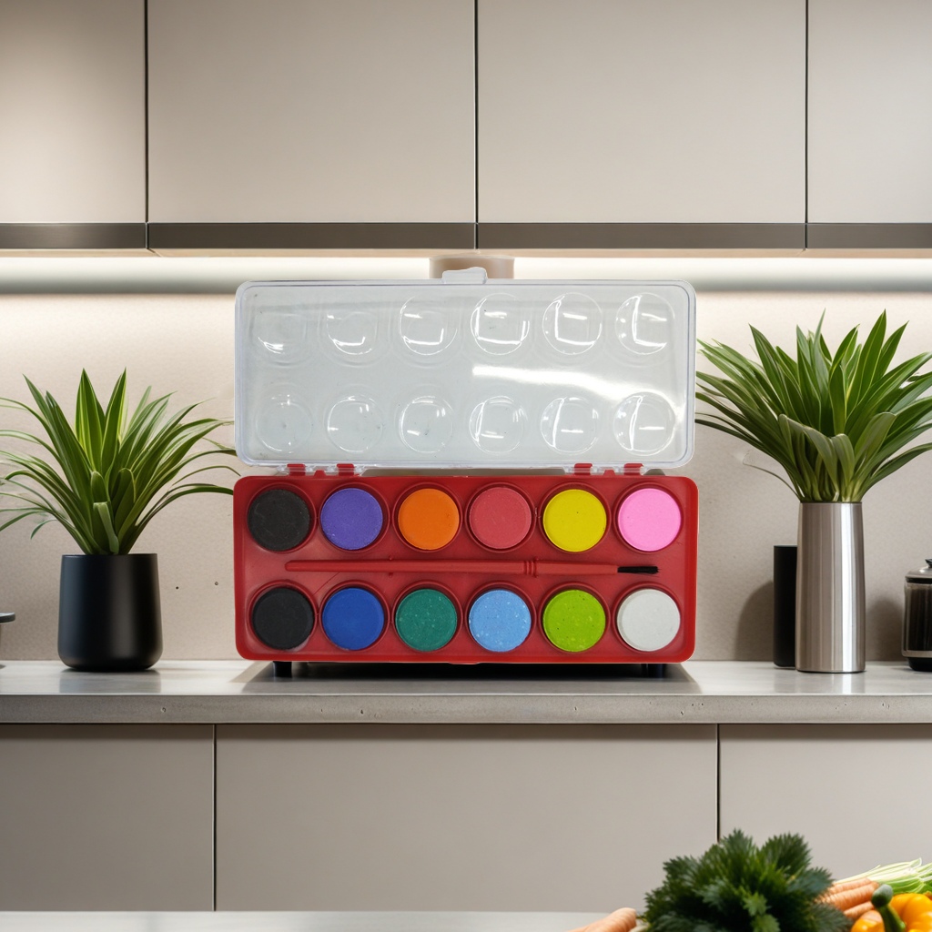 A thickened PP material watercolor palette with 12 detachable compartments for professional art painting Specification image