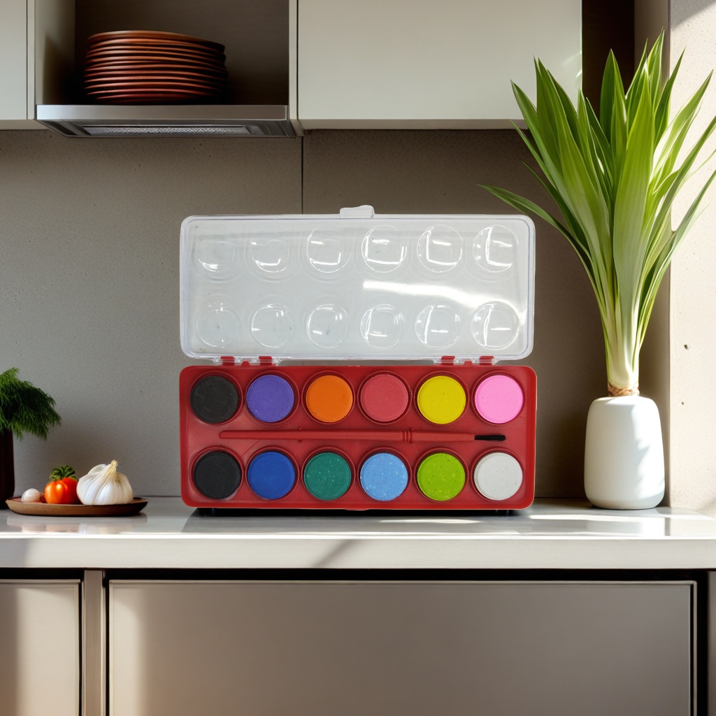 A thickened PP material watercolor palette with 12 detachable compartments for professional art painting