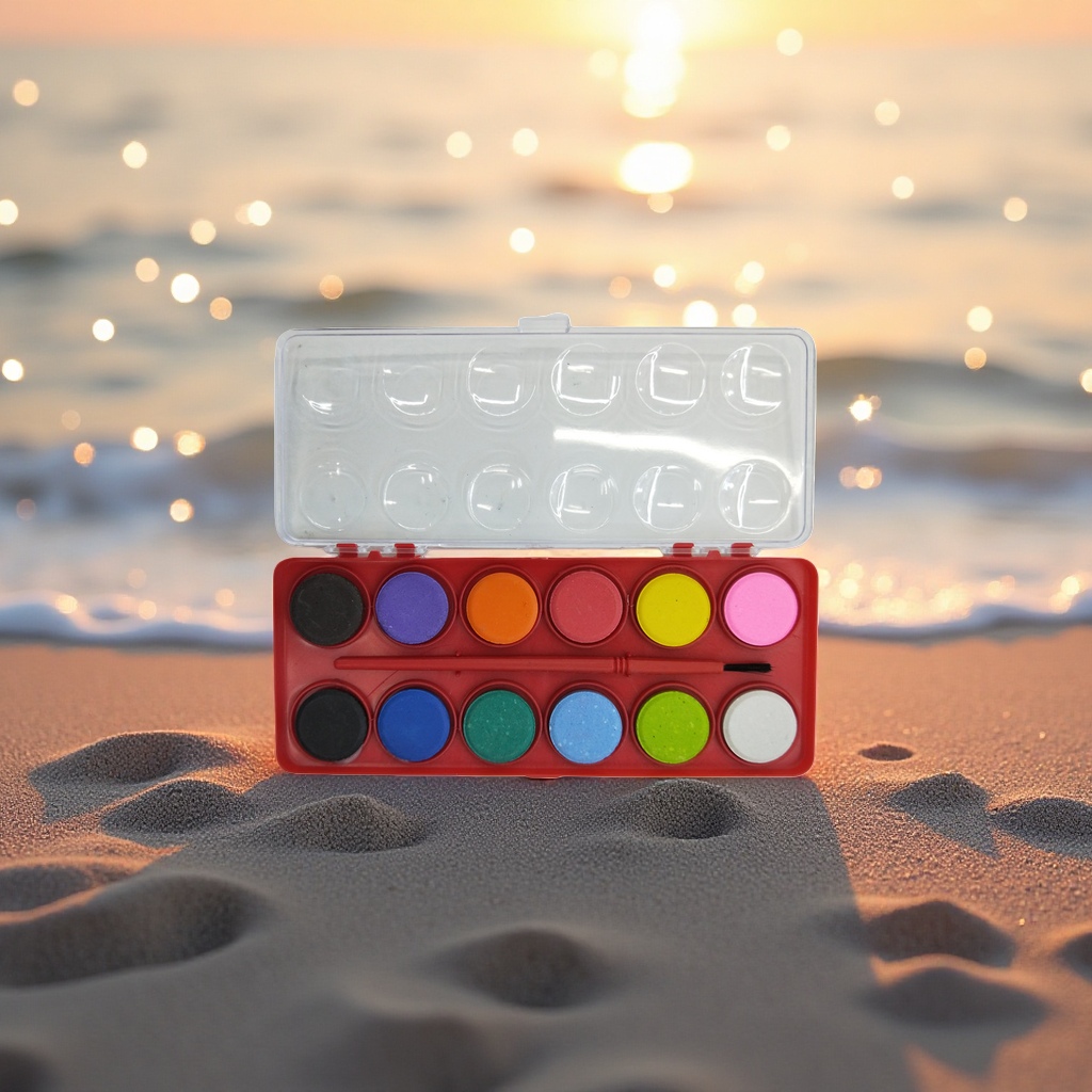 This 18-compartment rotating watercolor palette is a portable color mixing tray specially designed for travel sketching